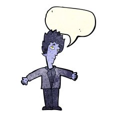 cartoon vampire man with speech bubble N39