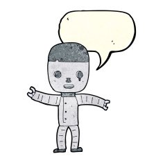 cartoon robot with speech bubble N45