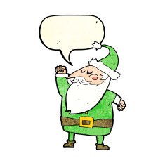 cartoon santa claus punching air with speech bubble N6