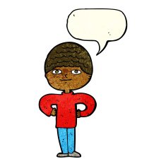 cartoon proud man with speech bubble N6