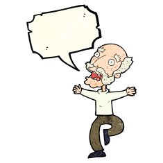 cartoon old man having a fright with speech bubble N3