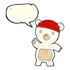 cute cartoon polar bear with speech bubble N18
