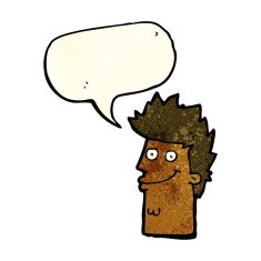 cartoon happy man face with speech bubble N4