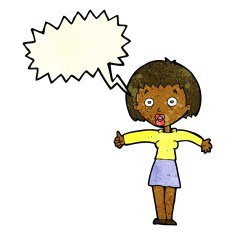 cartoon amazed woman with speech bubble N3