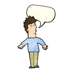 cartoon surprised man with speech bubble N37