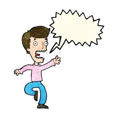 cartoon terrified man with speech bubble N59