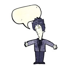 cartoon vampire man with speech bubble N41