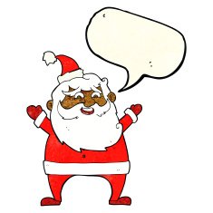 jolly santa cartoon with speech bubble N7