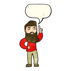 cartoon man with idea speech bubble N28