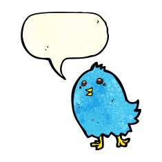 cartoon bluebird with speech bubble N4