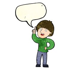 cartoon man with idea speech bubble N29