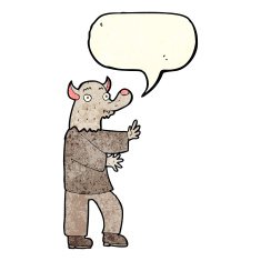 cartoon werewolf with speech bubble N9