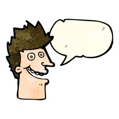cartoon happy man face with speech bubble N6
