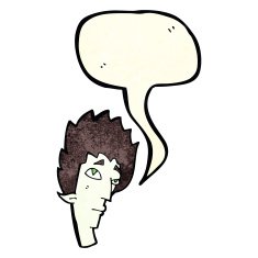 cartoon vampire head with speech bubble N13