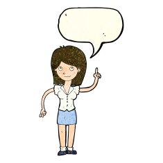 cartoon woman with idea speech bubble N64