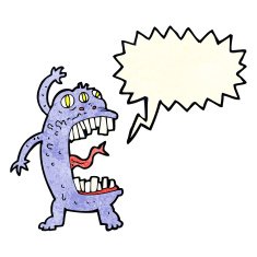 cartoon crazy monster with speech bubble N3