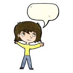 cartoon happy girl with speech bubble N23