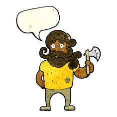 cartoon lumberjack with axe speech bubble N2