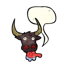cartoon cow face with speech bubble N3