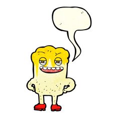 cartoon happy tooth with speech bubble N8