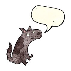 cartoon sitting dog with speech bubble N3