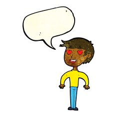 cartoon man in love with speech bubble N3