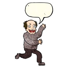 cartoon evil old man with speech bubble N6