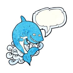 cartoon shark with speech bubble N9