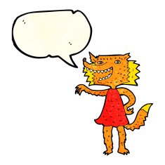 cartoon fox girl with speech bubble N2