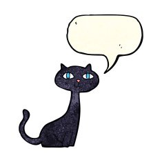 cartoon black cat with speech bubble N10