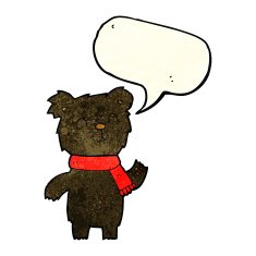 cartoon cute black bear cub with speech bubble N11