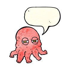 cartoon alien face with speech bubble N6
