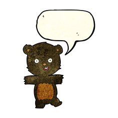 cartoon cute black bear cub with speech bubble N12