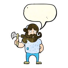 cartoon lumberjack with axe speech bubble N3