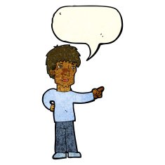 cartoon pointing man with speech bubble N26