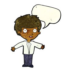 Cartoon happy boy with speech bubble N58