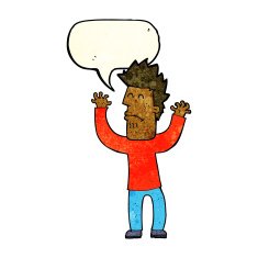 cartoon stressed man with speech bubble N21