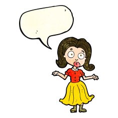 cartoon confused girl with speech bubble N4