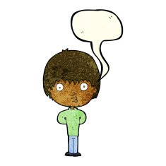 cartoon whistling boy with speech bubble N3