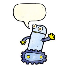 cartoon robot with speech bubble N48