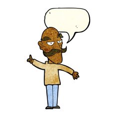 cartoon old man telling story with speech bubble N3