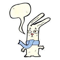 cartoon rabbit with speech bubble N26