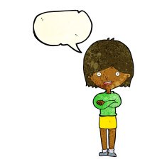 cartoon happy woman with speech bubble N61