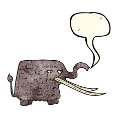 cartoon woolly mammoth with speech bubble N3