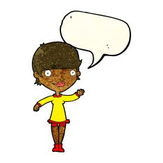 cartoon waving woman with speech bubble N52