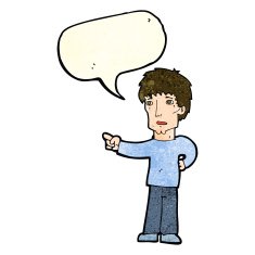 cartoon pointing man with speech bubble N27