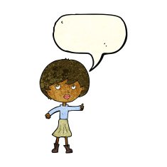cartoon woman asking question with speech bubble N8