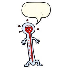 cartoon hot thermometer with speech bubble N2