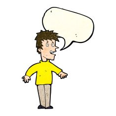 Cartoon happy boy with speech bubble N59