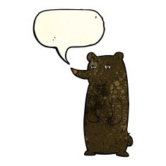 funny cartoon black bear with speech bubble N6